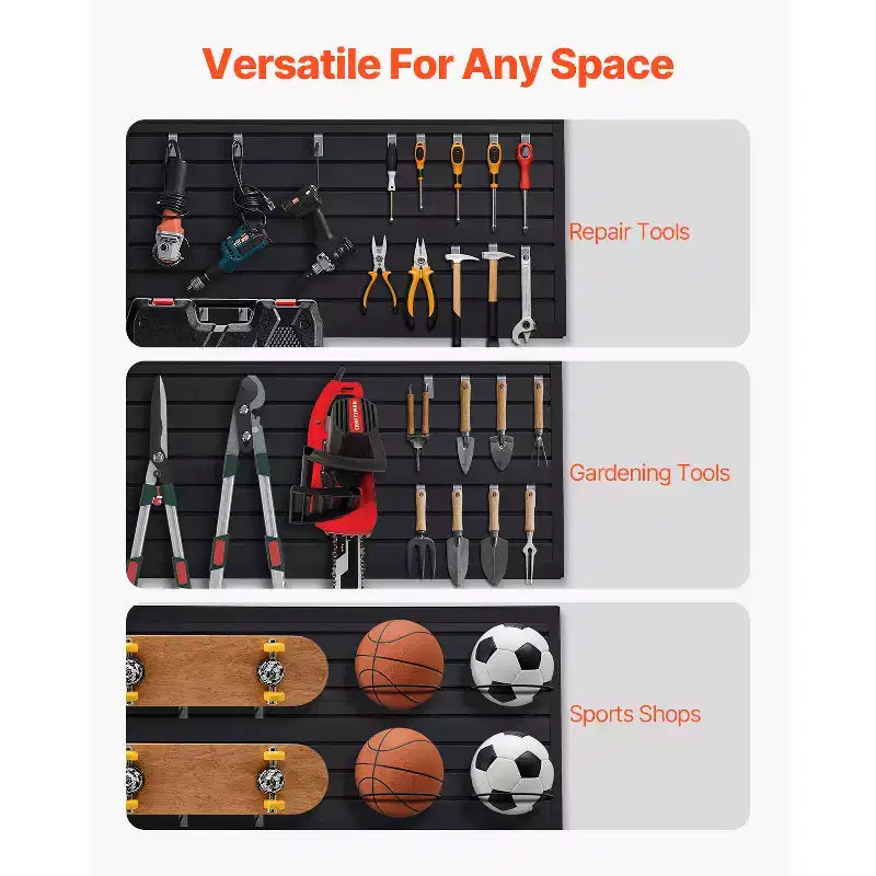 2x4 ft PVC Garage Slat Wall Panel – Black, Modular & Easy-to-Install