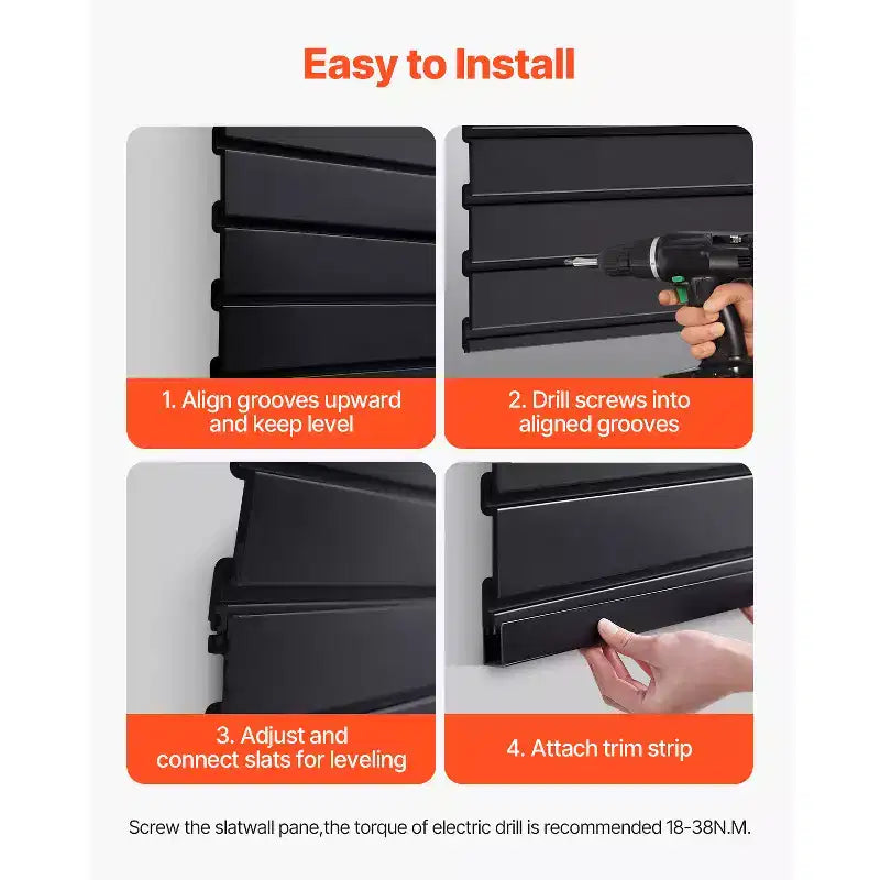 2x4 ft PVC Garage Slat Wall Panel – Black, Modular & Easy-to-Install