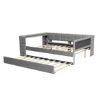 Letto a piattaforma full size con mensole portaoggetti e scrivania, divano letto imbottito con letto estraibile e stazione di ricarica