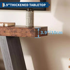 Tavolino da Divano a 2 Livelli con Ripiani Aperti, Tavolino Console Stretto in Stile Rustico da 140 cm, Tavolino Industriale in Legno per Ingresso, Tavolino Dietro il Divano