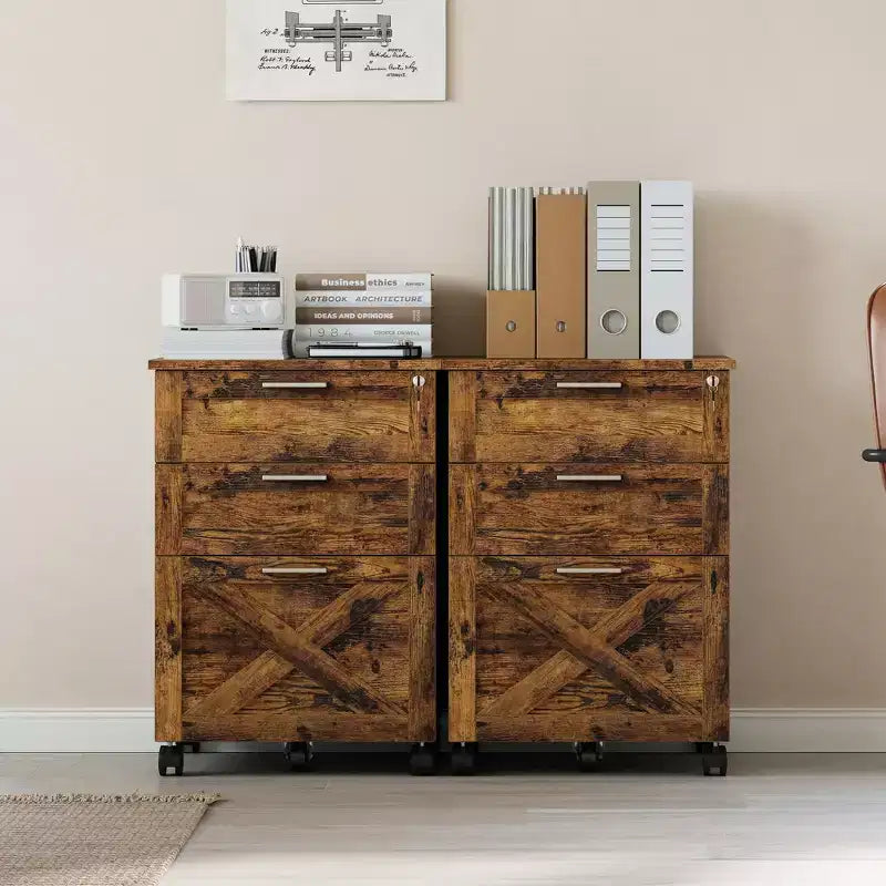 3-Drawer Mobile File Cabinet with Lock – Under Desk Office Storage Organizer