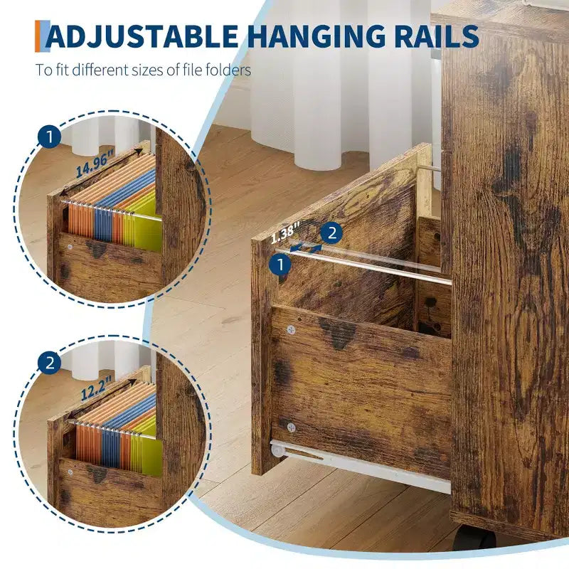 3-Drawer Mobile File Cabinet with Lock – Under Desk Office Storage Organizer