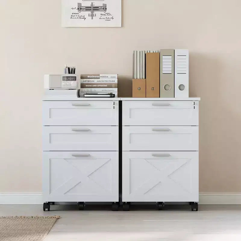 3-Drawer Mobile File Cabinet with Lock – Under Desk Office Storage Organizer