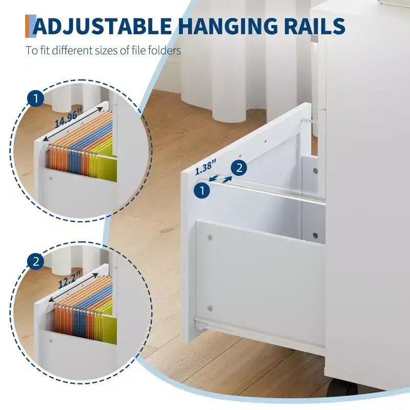 3-Drawer Mobile File Cabinet with Lock – Under Desk Office Storage Organizer