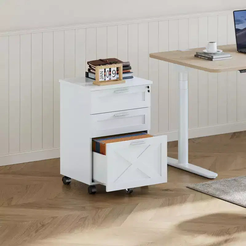 3-Drawer Mobile File Cabinet with Lock – Under Desk Office Storage Organizer