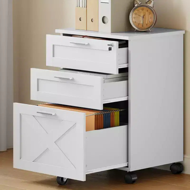 3-Drawer Mobile File Cabinet with Lock – Under Desk Office Storage Organizer
