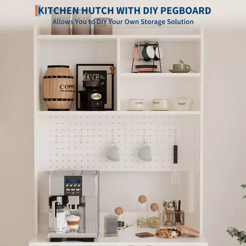 71 Tall Pantry Cabinet with 2 Glass Doors & Adjustable Shelves,Modern Farmhouse Storage for Kitchen, Dining & Living Room