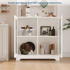 Dispensa alta 71" con 2 ante in vetro e ripiani regolabili, mobile contenitore moderno in stile rustico per cucina, sala da pranzo e soggiorno