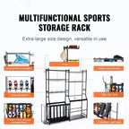 Organizzatore da Garage per Attrezzatura da Golf, Porta 2 Sacche da Golf con Cesti, Ganci e Ripiani per Attrezzature Sportive