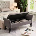 Panca contenitore in velluto trapuntato con gambe in legno massello – Grigio, pouf multiuso