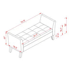 Panca contenitore in velluto trapuntato con gambe in legno massello – Grigio, pouf multiuso