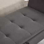 Panca contenitore in velluto trapuntato con gambe in legno massello – Grigio, pouf multiuso