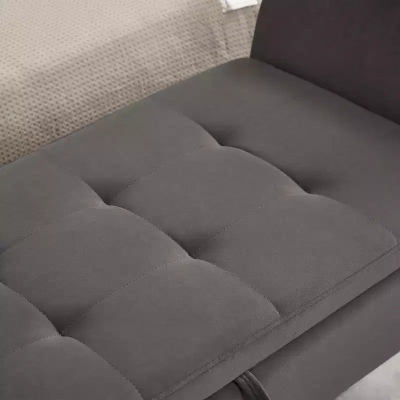 Velvet Tufted Storage Bench with Solid Wood Legs – Gray, Multi-Purpose Ottoman