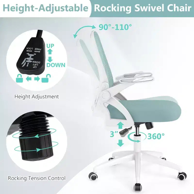 Ergonomic Mesh Office Chair with Lumbar Support & Flip-Up Arms – Multiple Colors