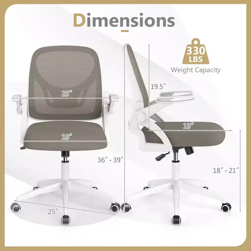 Ergonomic Mesh Office Chair with Lumbar Support & Flip-Up Arms – Multiple Colors