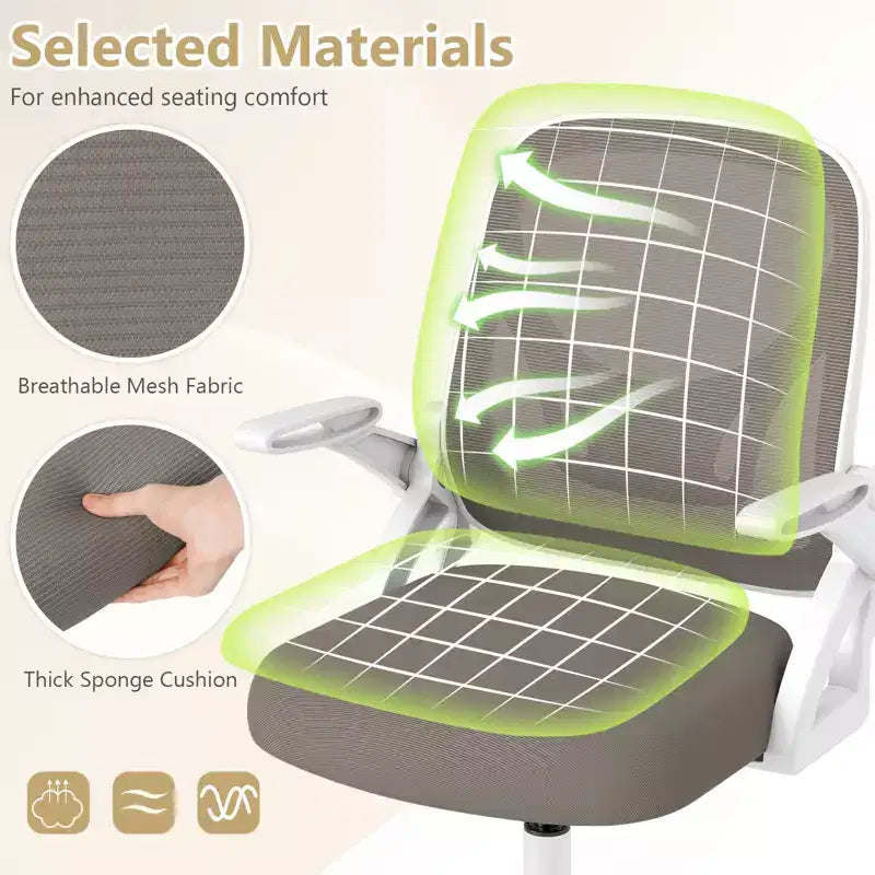 Ergonomic Mesh Office Chair with Lumbar Support & Flip-Up Arms – Multiple Colors