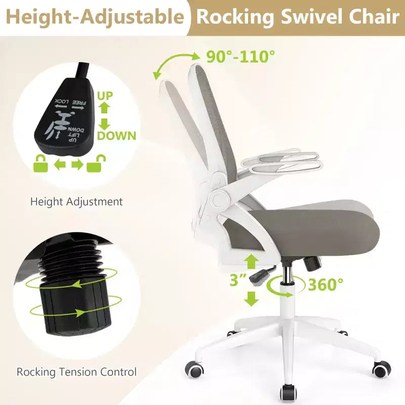 Ergonomic Mesh Office Chair with Lumbar Support & Flip-Up Arms – Multiple Colors