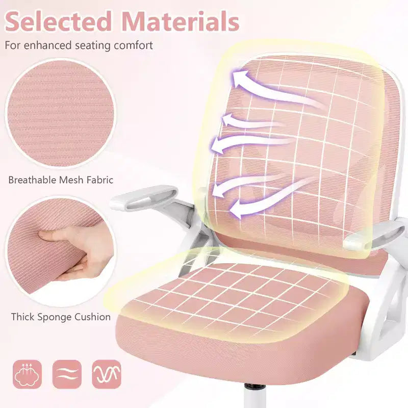 Ergonomic Mesh Office Chair with Lumbar Support & Flip-Up Arms – Multiple Colors
