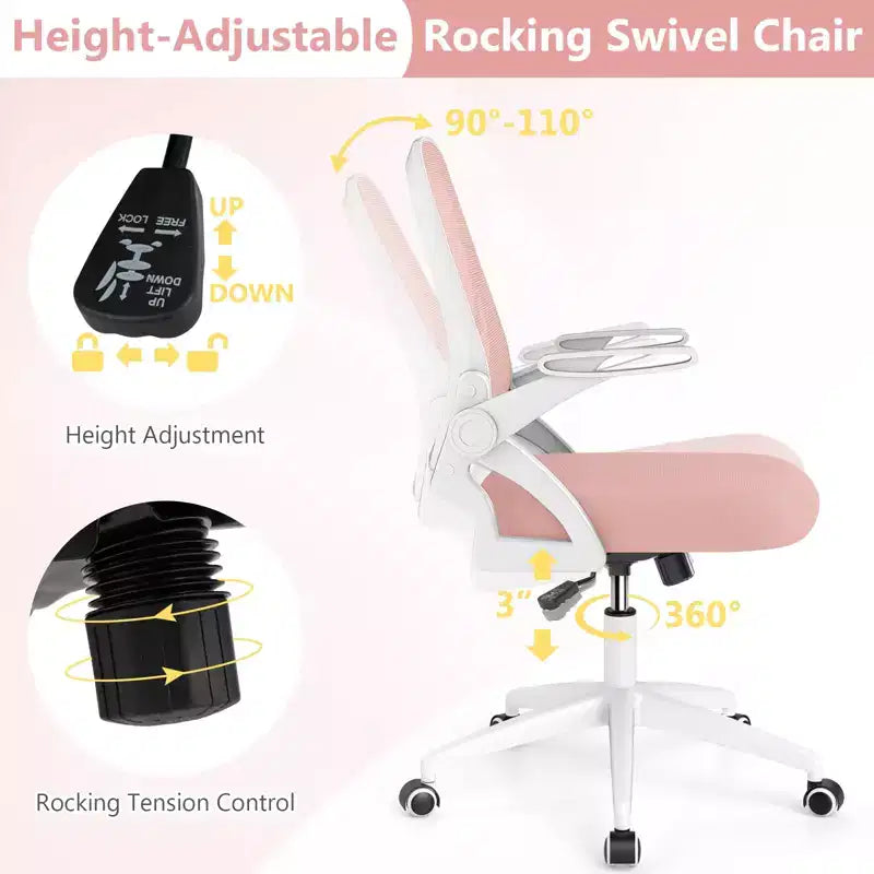 Ergonomic Mesh Office Chair with Lumbar Support & Flip-Up Arms – Multiple Colors