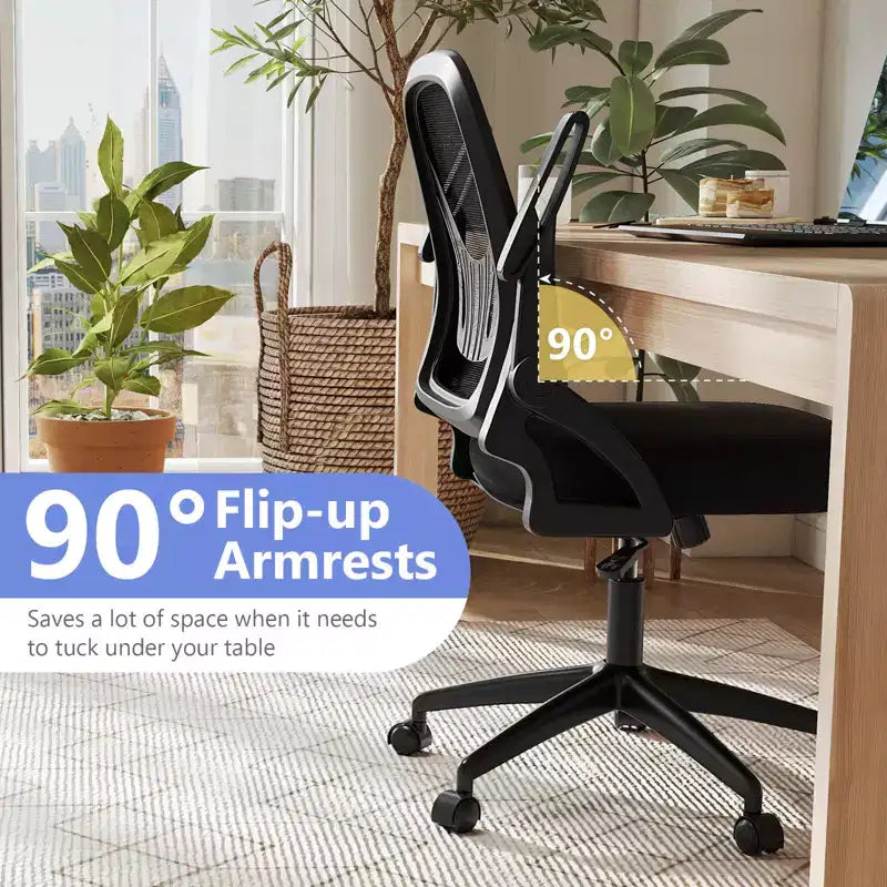 Ergonomic Mesh Office Chair with Lumbar Support & Flip-Up Arms – Multiple Colors