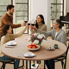 Tavolo da pranzo rotondo da 59 pollici in stile rustico per 4-6 persone, con piano in legno, piedini regolabili, base in metallo e finitura legno+nero, ideale per la sala da pranzo
