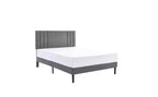 Modern King Size Platform Bed Frame with PU Upholstered Headboard & Wood Slats