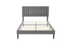 Modern King Size Platform Bed Frame with PU Upholstered Headboard & Wood Slats