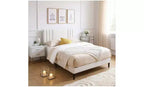 Modern King Size Platform Bed Frame with PU Upholstered Headboard & Wood Slats