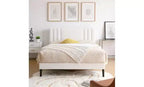 Modern King Size Platform Bed Frame with PU Upholstered Headboard & Wood Slats