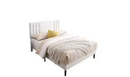 Modern King Size Platform Bed Frame with PU Upholstered Headboard & Wood Slats