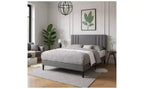 Okak Modern King Size Platform Bed Frame with PU Upholstered Headboard & Slats Support,Classic Wooden Bed for Primary Bedroom