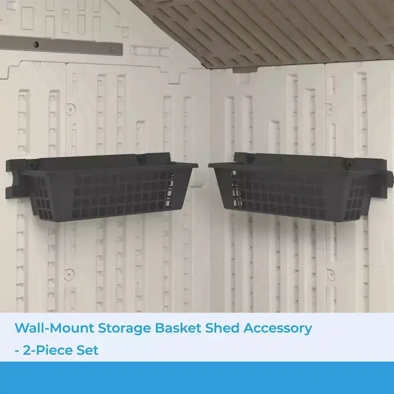 4-Pack Outdoor Shed Resin Storage Baskets – Black, 25 x 7.25 Inch