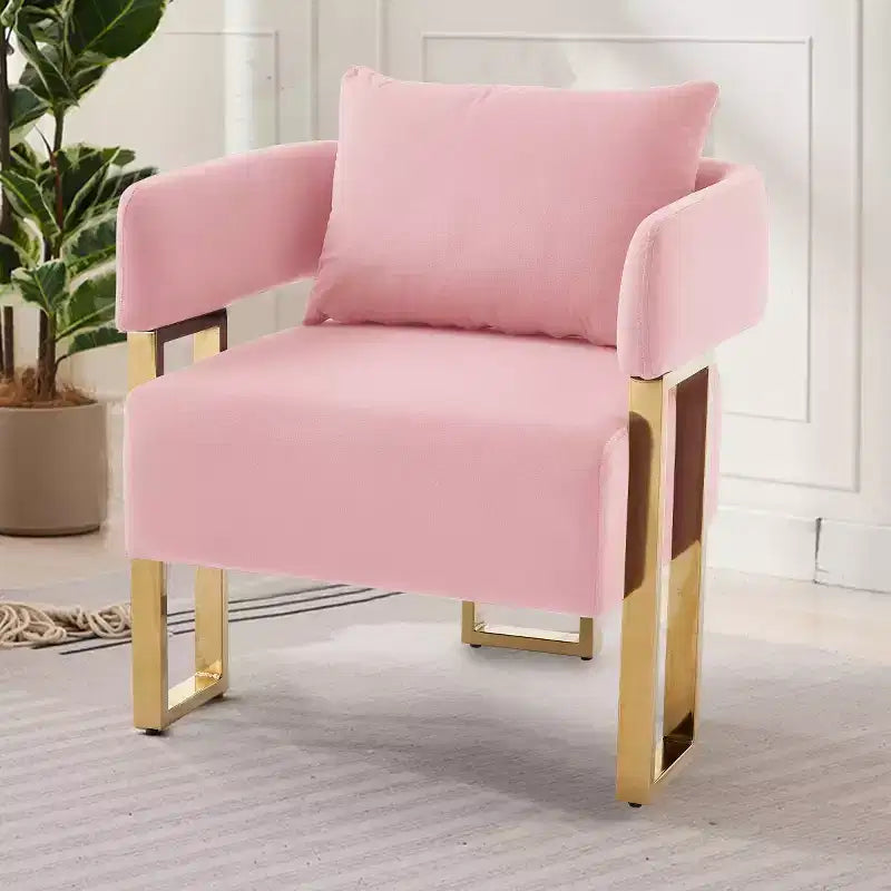 Set of 2 Modern Upholstered Accent Chairs with Gold Metal Legs