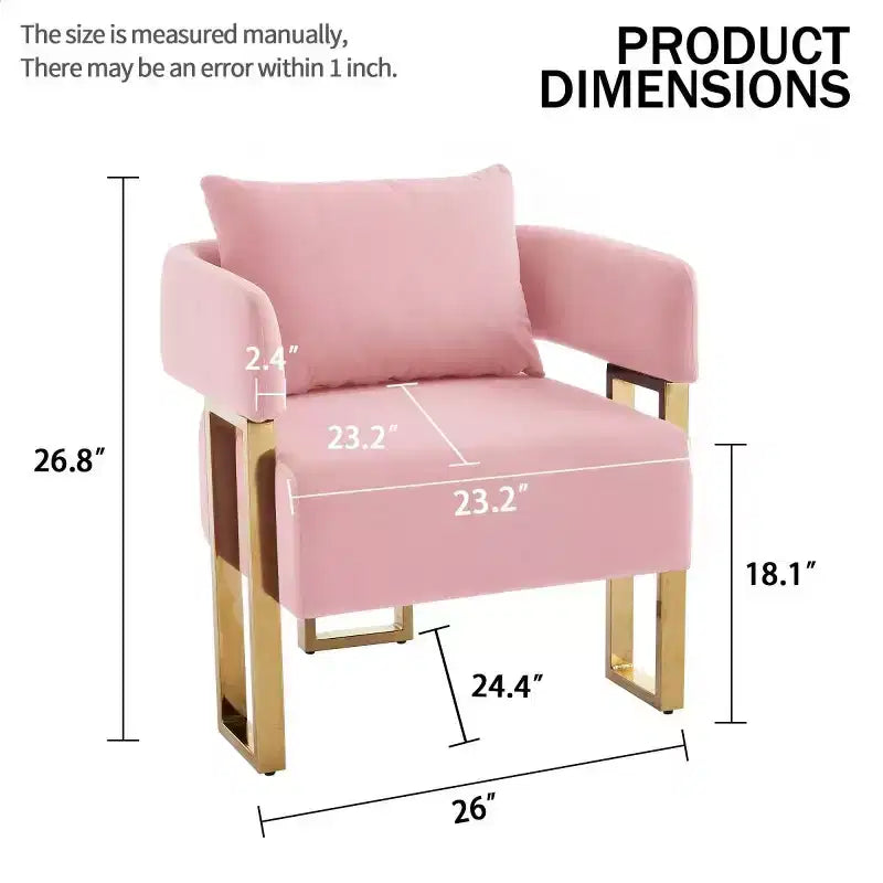 Set of 2 Modern Upholstered Accent Chairs with Gold Metal Legs