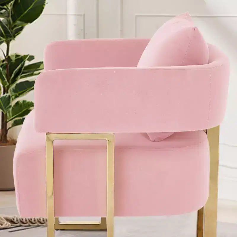 Set of 2 Modern Upholstered Accent Chairs with Gold Metal Legs
