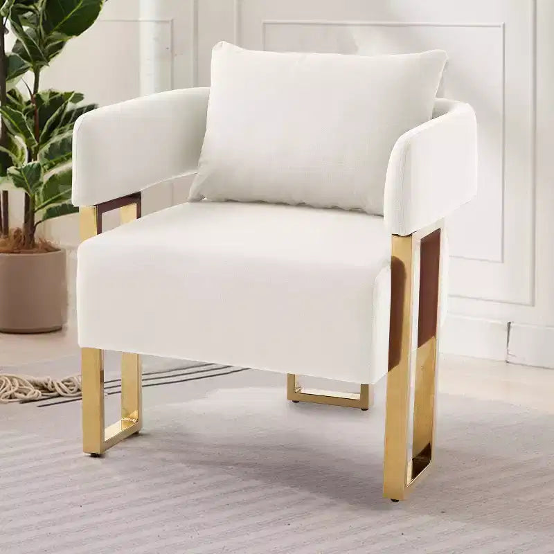 Set of 2 Modern Upholstered Accent Chairs with Gold Metal Legs