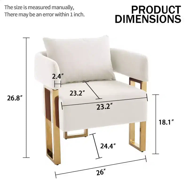 Set of 2 Modern Upholstered Accent Chairs with Gold Metal Legs