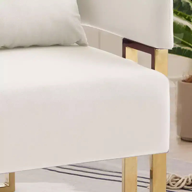 Set of 2 Modern Upholstered Accent Chairs with Gold Metal Legs