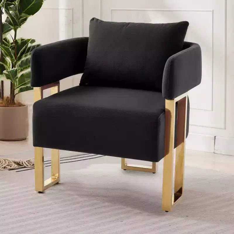 Set of 2 Modern Upholstered Accent Chairs with Gold Metal Legs