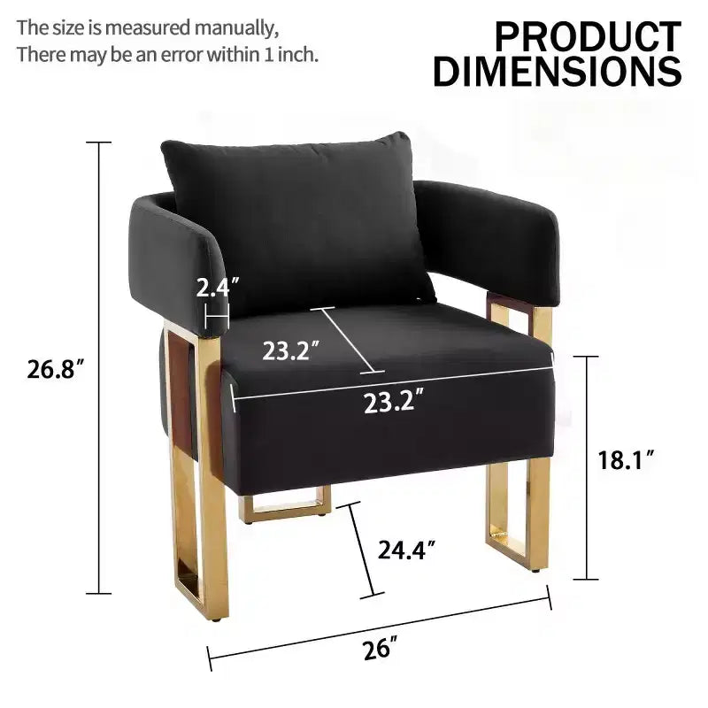 Set of 2 Modern Upholstered Accent Chairs with Gold Metal Legs