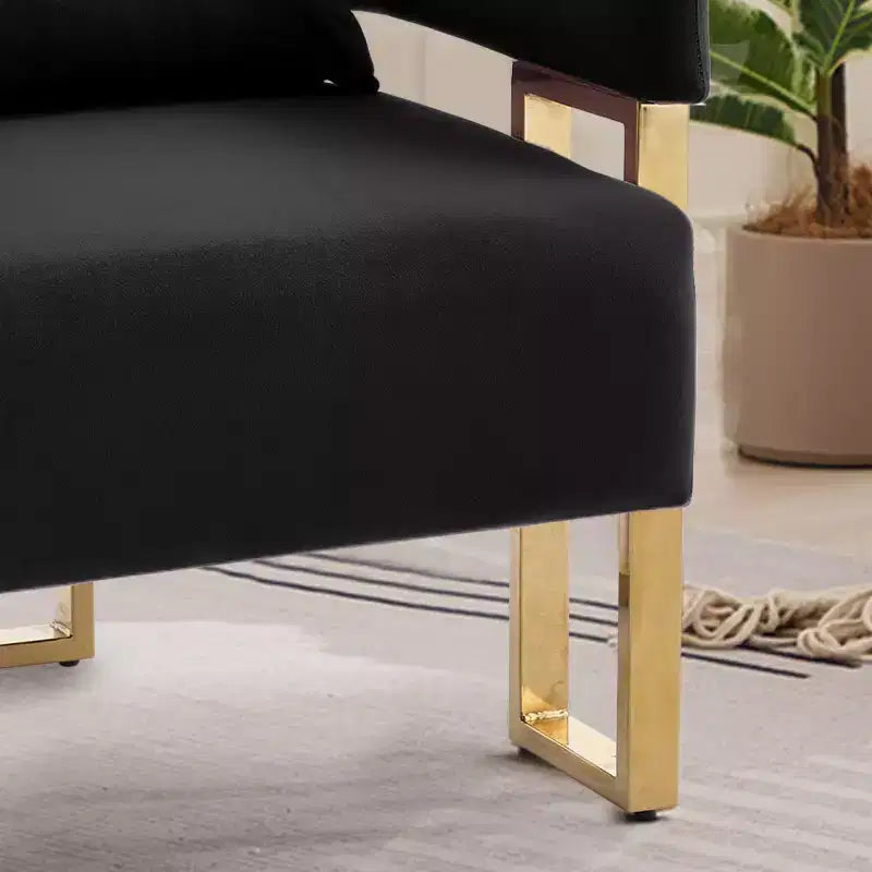 Set of 2 Modern Upholstered Accent Chairs with Gold Metal Legs