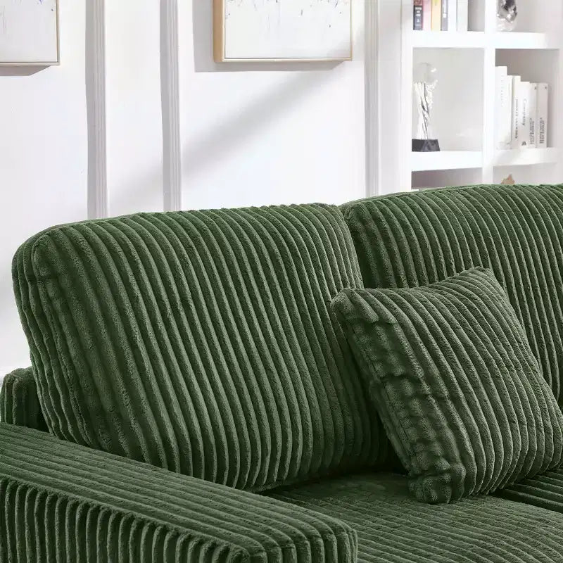 93" Reversible Sectional Sofa with Chaise Lounge – Corduroy, Green
