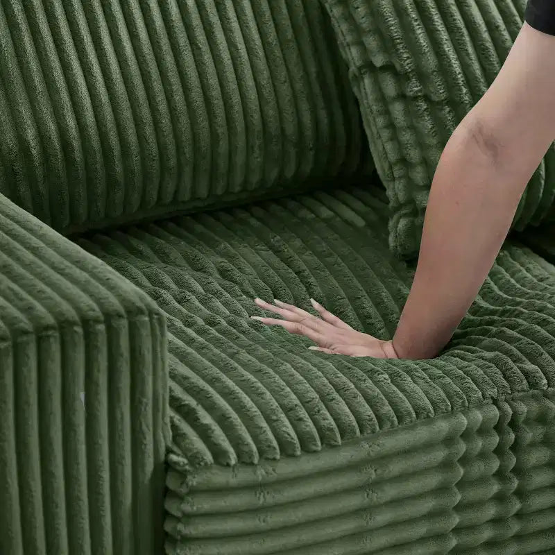 93" Reversible Sectional Sofa with Chaise Lounge – Corduroy, Green