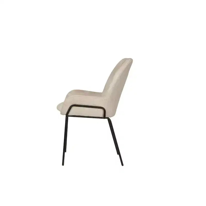 Modern Curved Arm Dining Chair – Beige, Contemporary Style