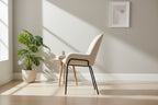 Sedia da pranzo moderna con braccioli curvi – Beige, Stile contemporaneo
