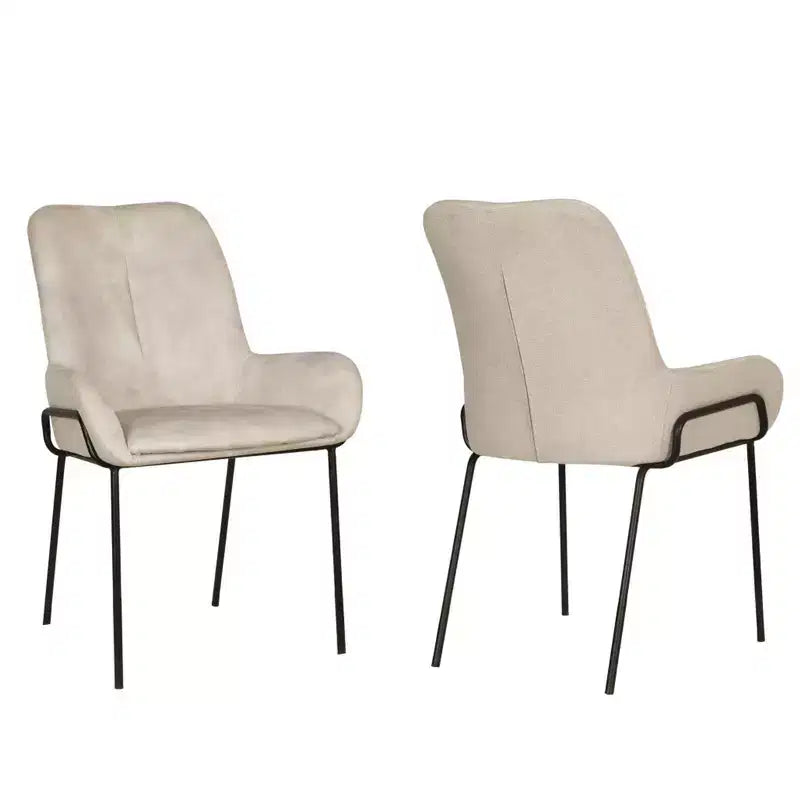 Modern Curved Arm Dining Chair – Beige, Contemporary Style