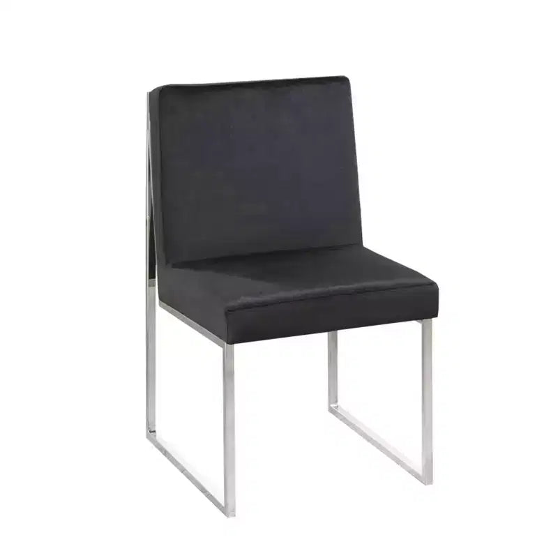 Set of 2 Modern Dining Chairs – Chrome-Finished Frame, Black