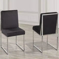 Set of 2 Modern Dining Chairs – Chrome-Finished Frame, Black