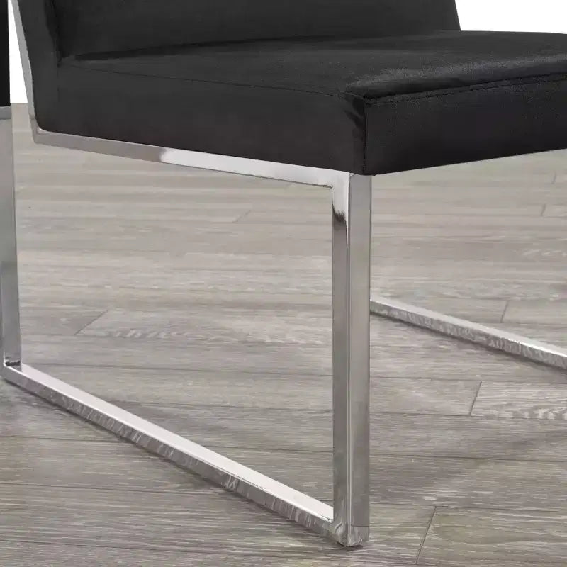 Set of 2 Modern Dining Chairs – Chrome-Finished Frame, Black