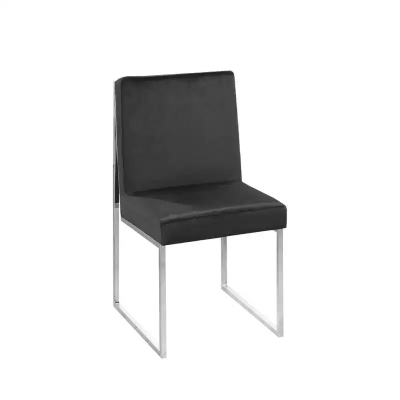 Set of 2 Modern Dining Chairs – Chrome-Finished Frame, Black